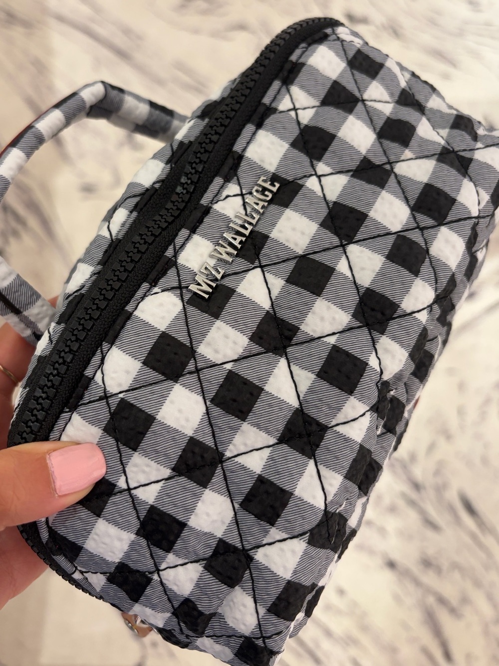 Black and White Gingham Metro Accordion Organizer MZ WALLACE plaid accordian
